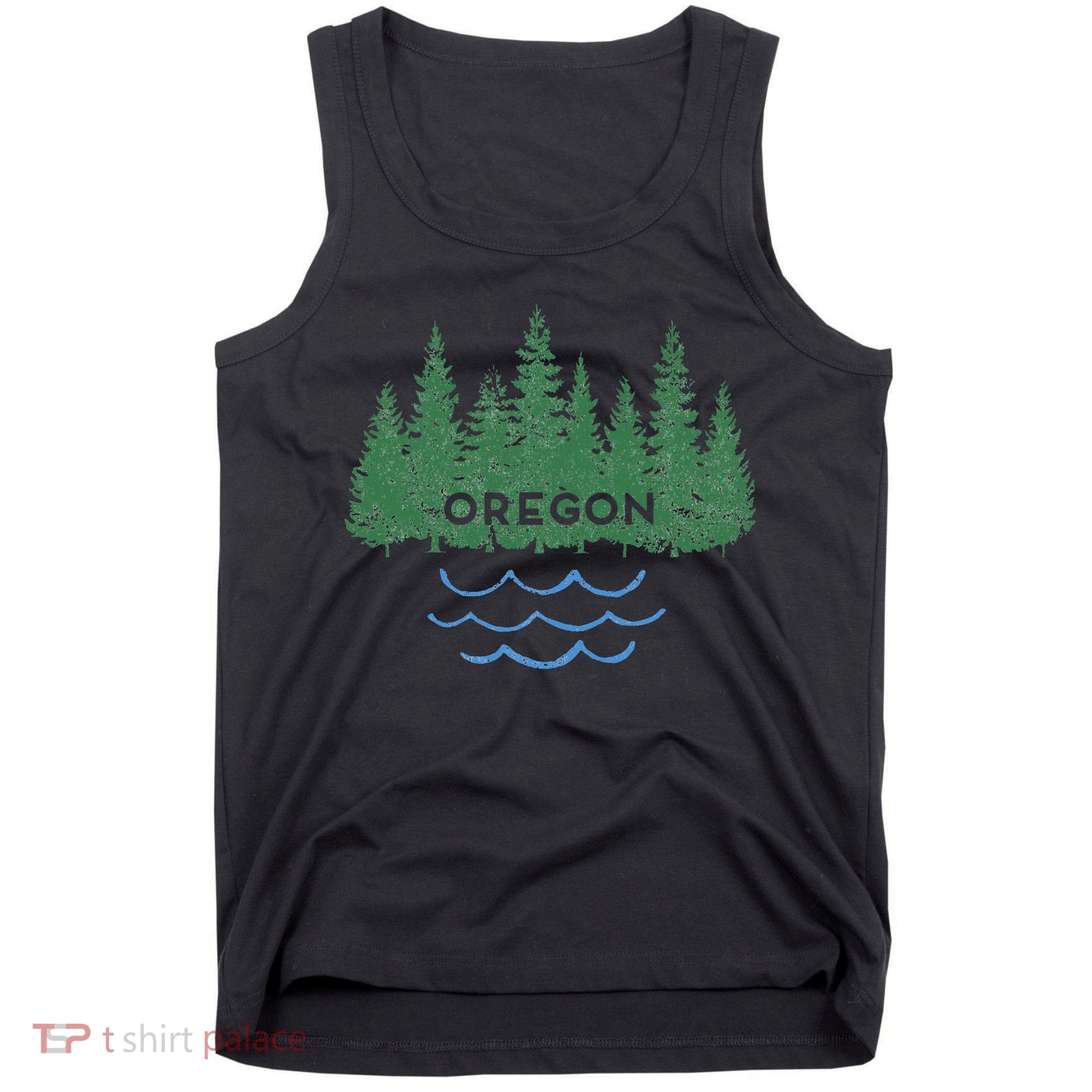 Oregon Trees Silhouette Nature Outdoorsy Tank Top