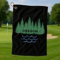 Oregon Trees Silhouette Nature Outdoorsy Golf Towel thumb 1