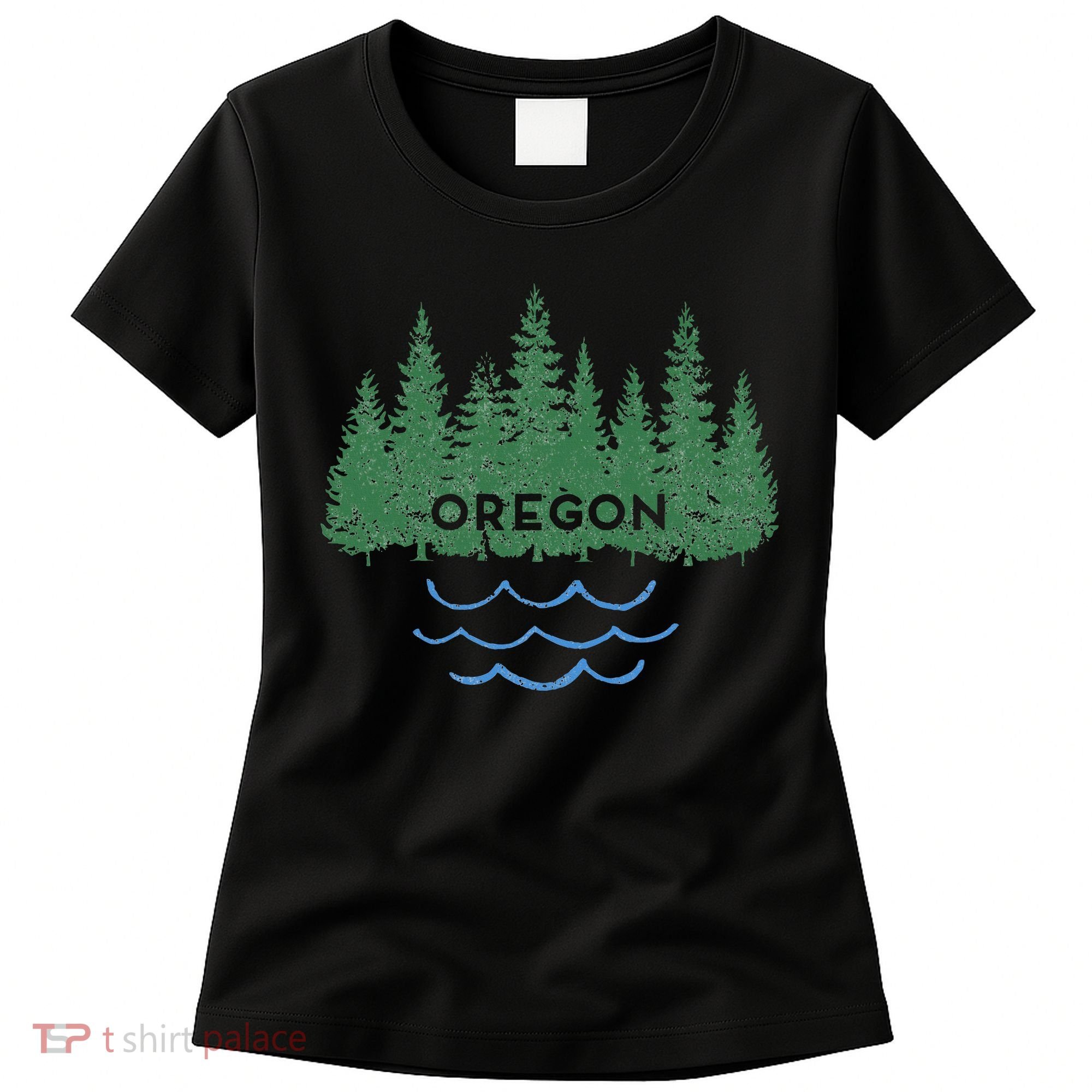 Oregon Trees Silhouette Nature Outdoorsy Women's T-Shirt