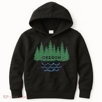Oregon Trees Silhouette Nature Outdoorsy Kids Hoodie thumb 0