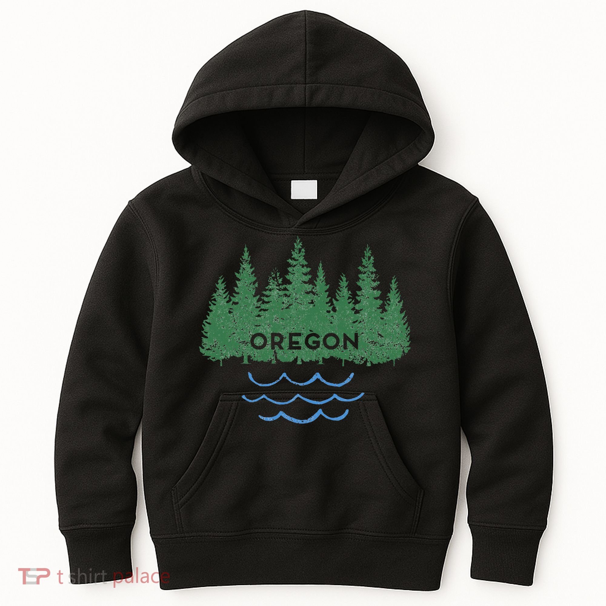 Oregon Trees Silhouette Nature Outdoorsy Kids Hoodie