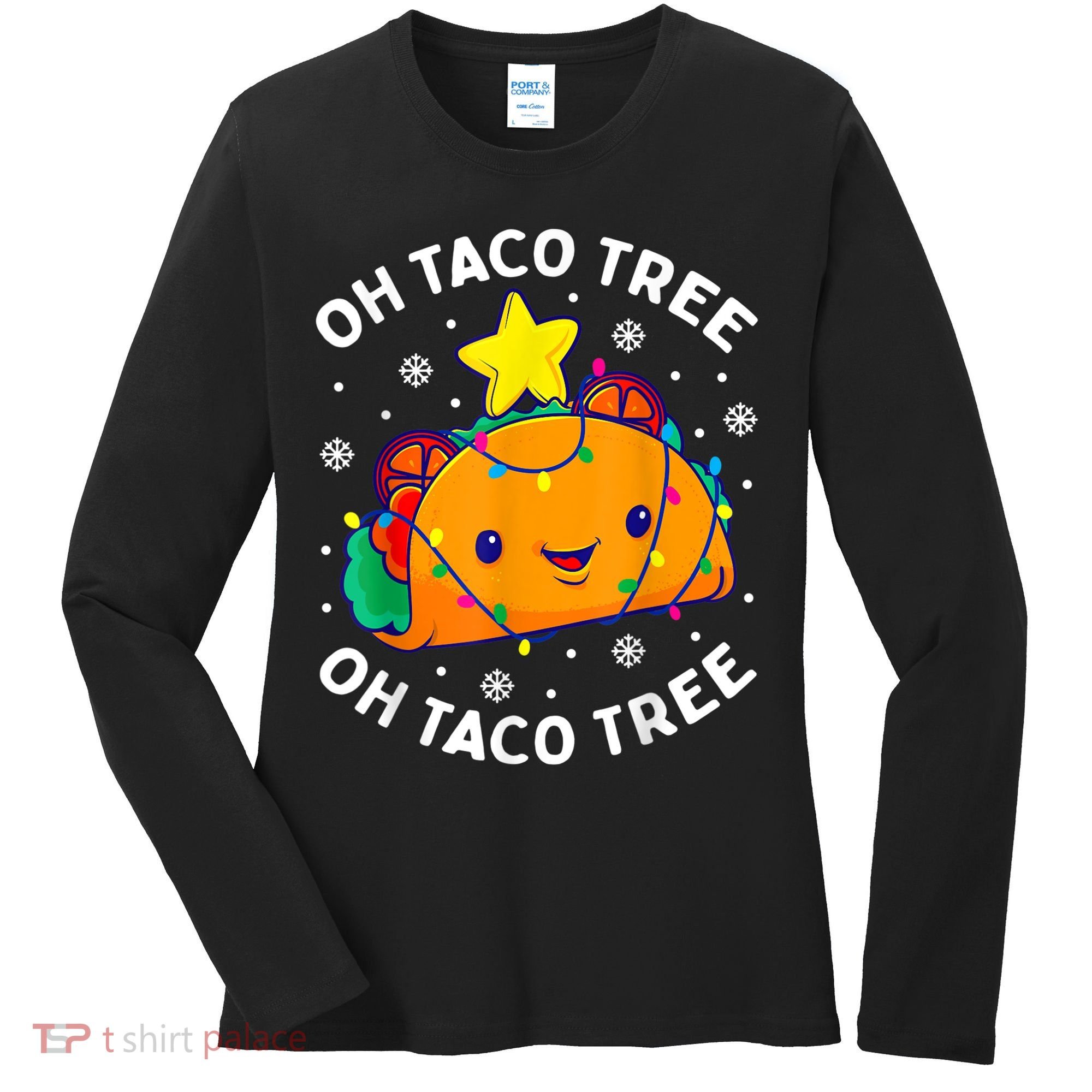 Oh Taco Tree Christmas Cute Xmas Mexican Food Lover Women's Long Sleeve Shirt