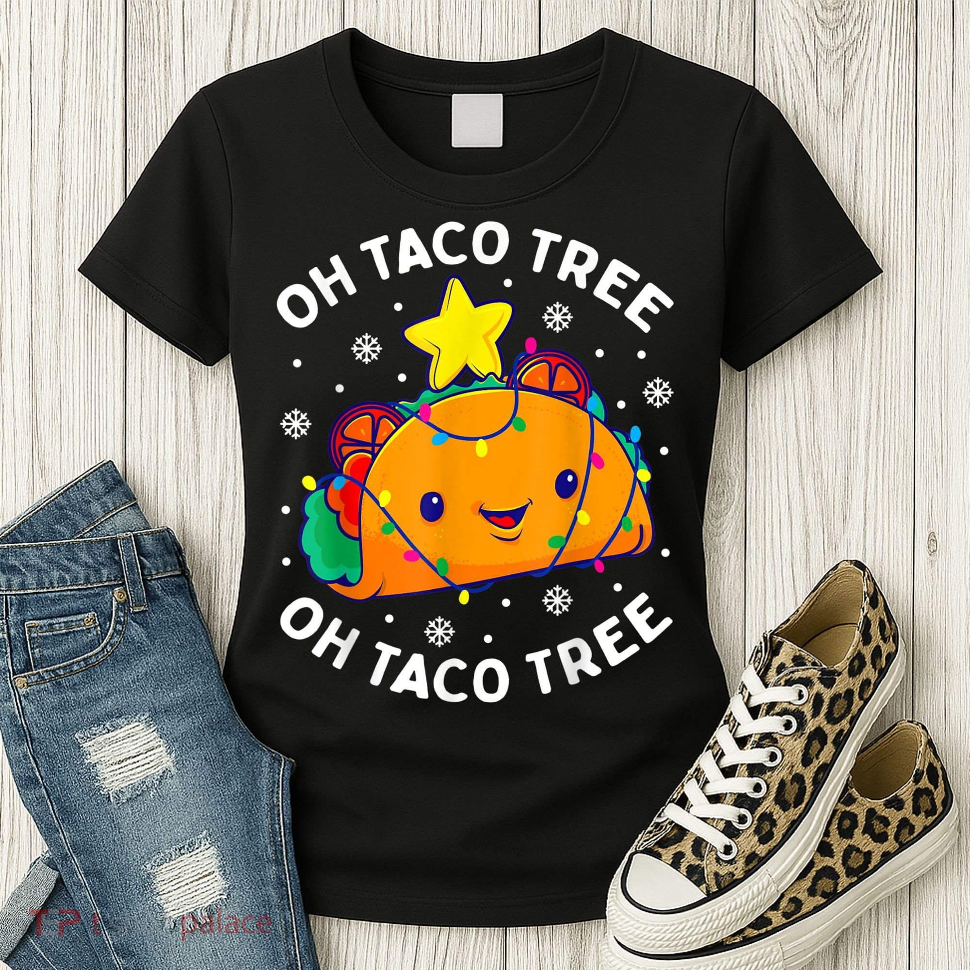 Oh Taco Tree Christmas Cute Xmas Mexican Food Lover Women's T-Shirt