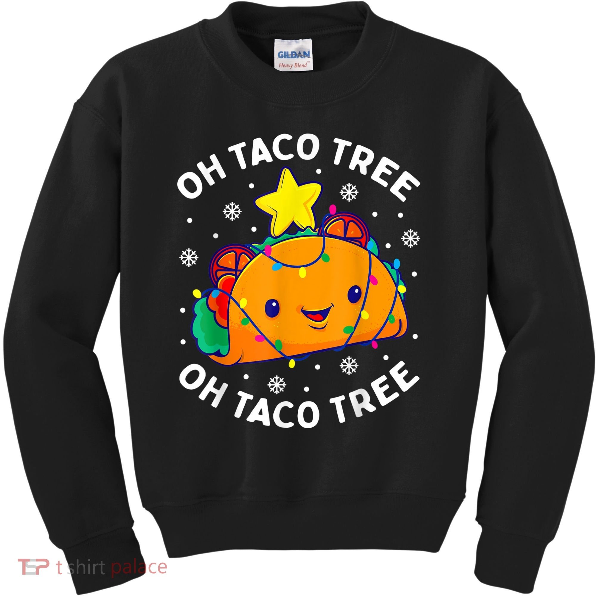 Oh Taco Tree Christmas Cute Xmas Mexican Food Lover Kids Sweatshirt