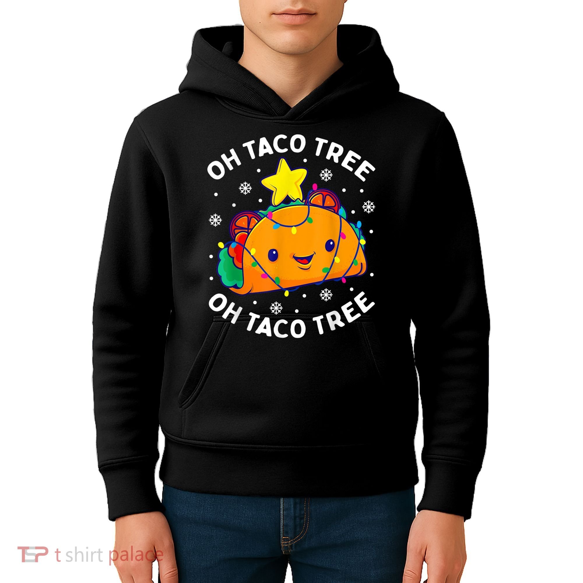 Oh Taco Tree Christmas Cute Xmas Mexican Food Lover Kids Hoodie