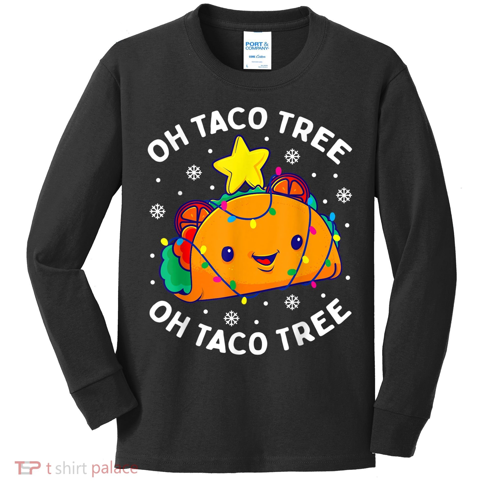 Oh Taco Tree Christmas Cute Xmas Mexican Food Lover Kids Long Sleeve Shirt