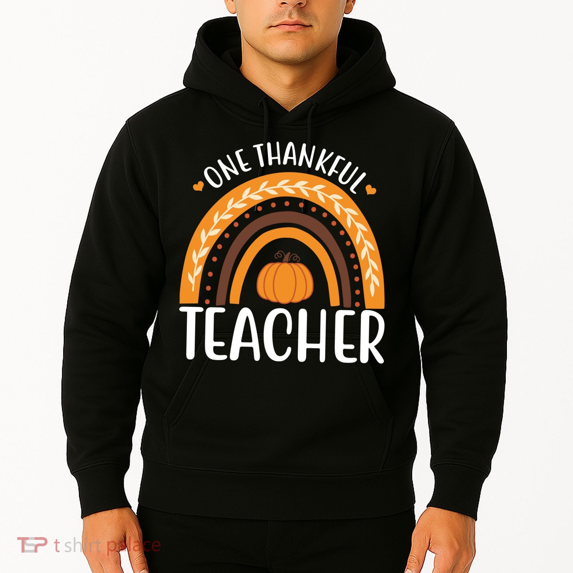 One Thankful Teacher Rainbow Pumpkin Thanksgiving Hoodie