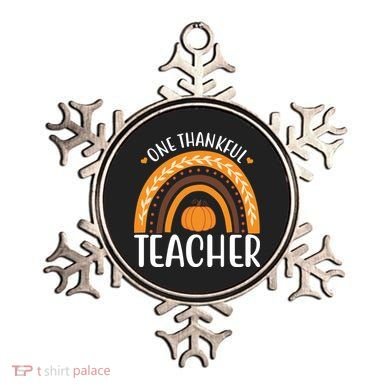 One Thankful Teacher Rainbow Pumpkin Thanksgiving Ornament