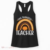 One Thankful Teacher Rainbow Pumpkin Thanksgiving Women's Tank Top thumb 0