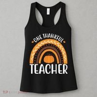One Thankful Teacher Rainbow Pumpkin Thanksgiving Women's Tank Top thumb 3