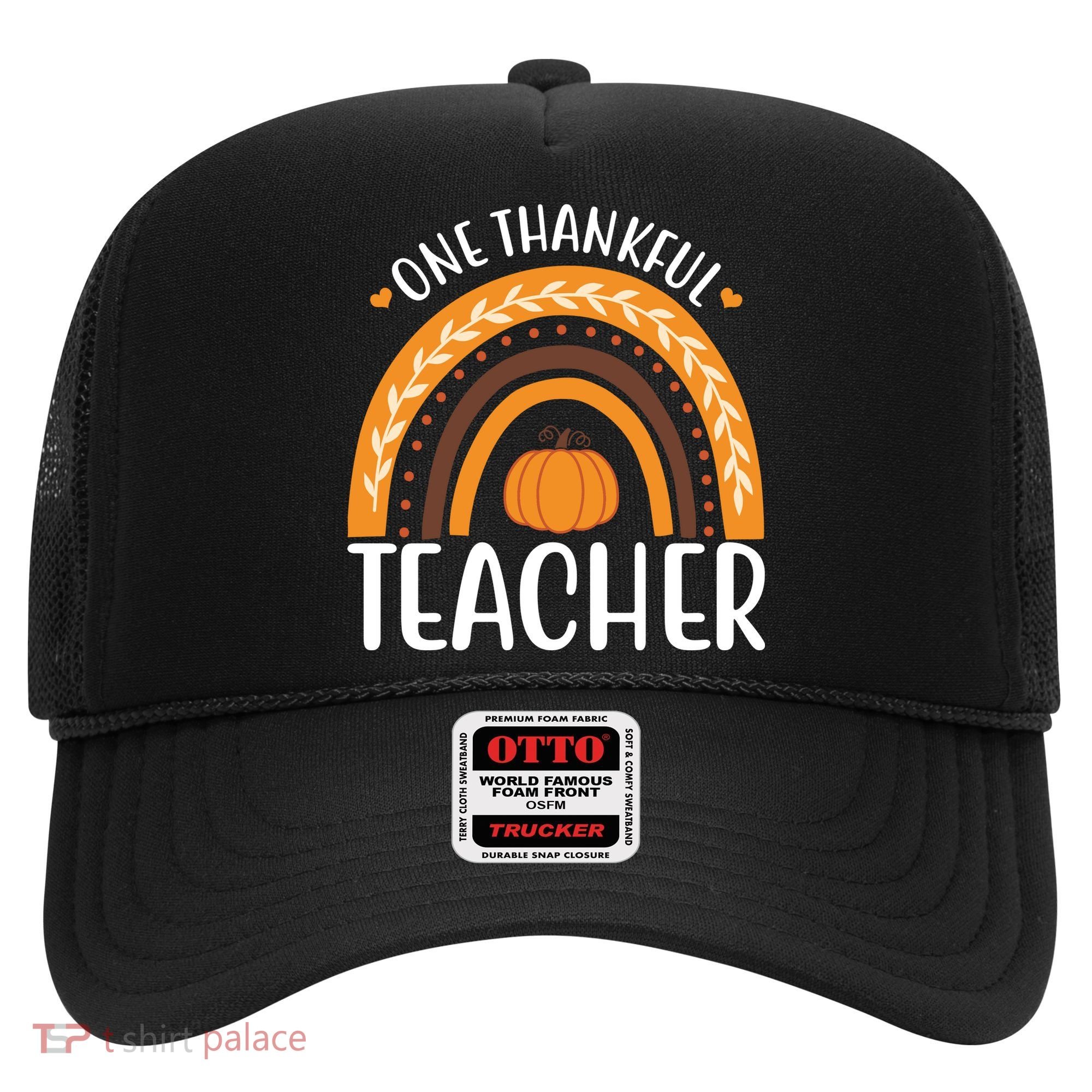 One Thankful Teacher Rainbow Pumpkin Thanksgiving Hat