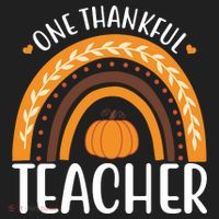 One Thankful Teacher Rainbow Pumpkin Thanksgiving Hat thumb 2