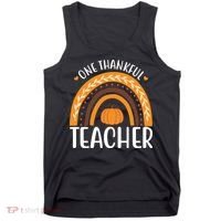 One Thankful Teacher Rainbow Pumpkin Thanksgiving Tank Top thumb 0