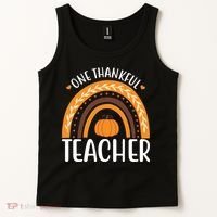 One Thankful Teacher Rainbow Pumpkin Thanksgiving Tank Top thumb 2