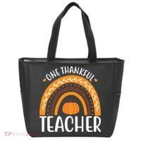 One Thankful Teacher Rainbow Pumpkin Thanksgiving Tote Bag thumb 0