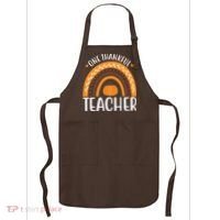 One Thankful Teacher Rainbow Pumpkin Thanksgiving Apron thumb 0