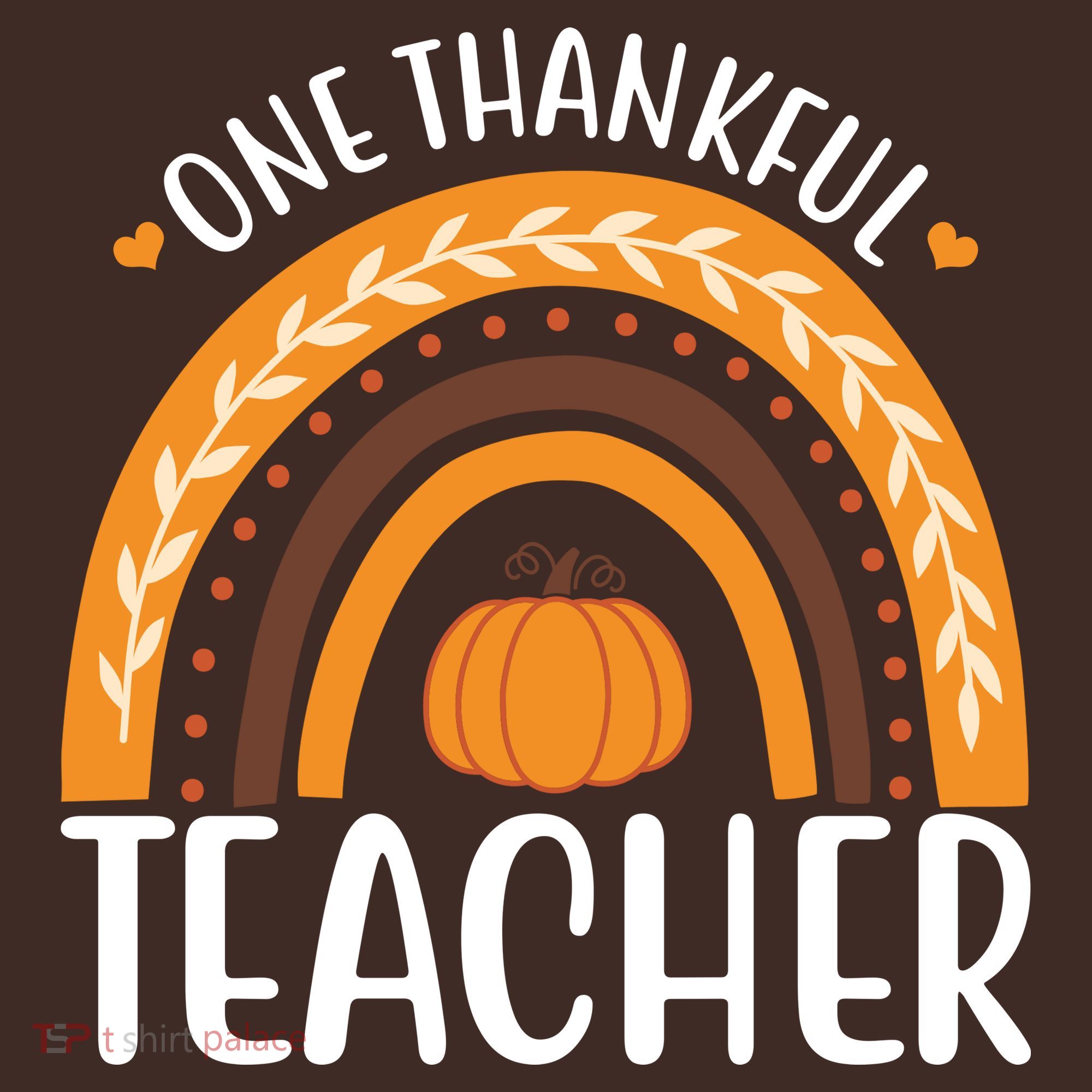 One Thankful Teacher Rainbow Pumpkin Thanksgiving Apron