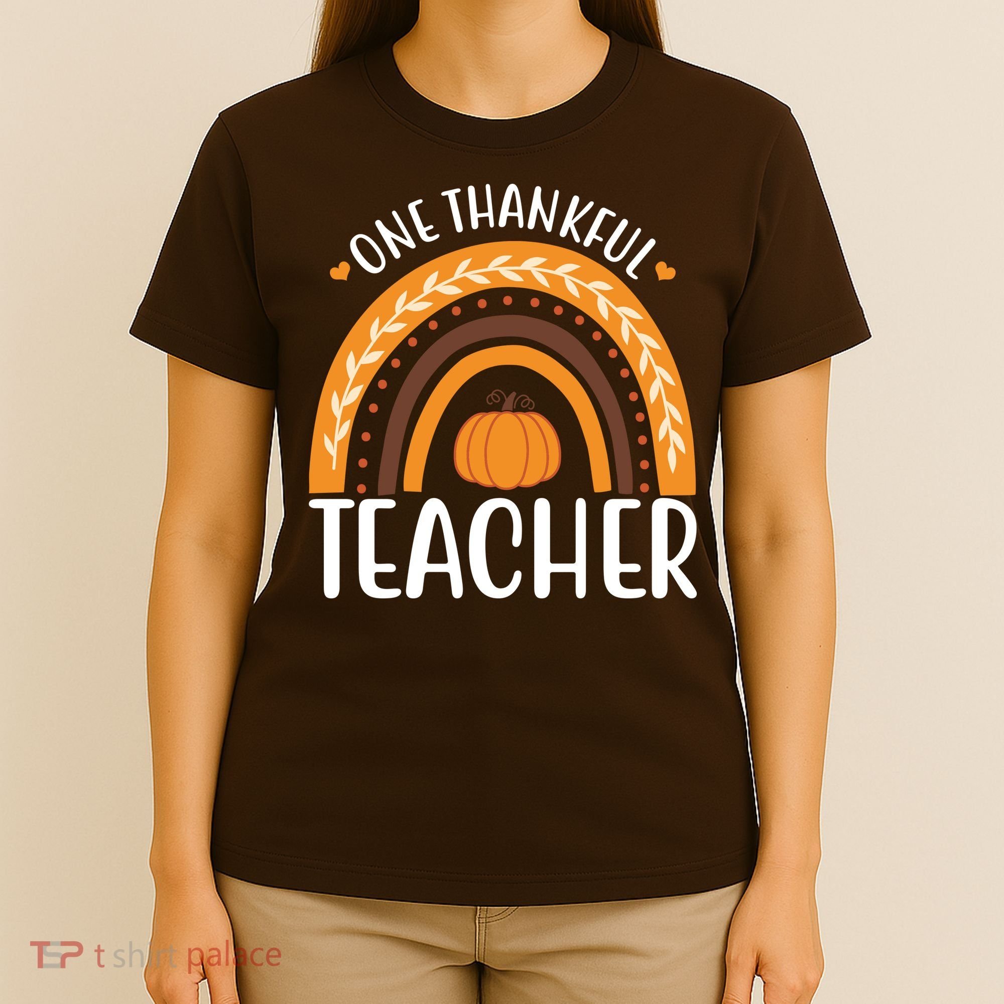 One Thankful Teacher Rainbow Pumpkin Thanksgiving T-Shirt
