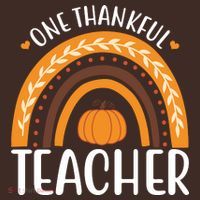 One Thankful Teacher Rainbow Pumpkin Thanksgiving Coaster thumb 2