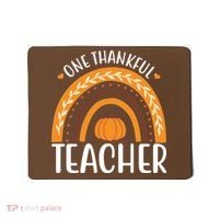 One Thankful Teacher Rainbow Pumpkin Thanksgiving Mousepad thumb 0