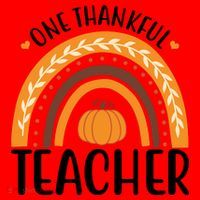 One Thankful Teacher Rainbow Pumpkin Thanksgiving Santa Hat thumb 1