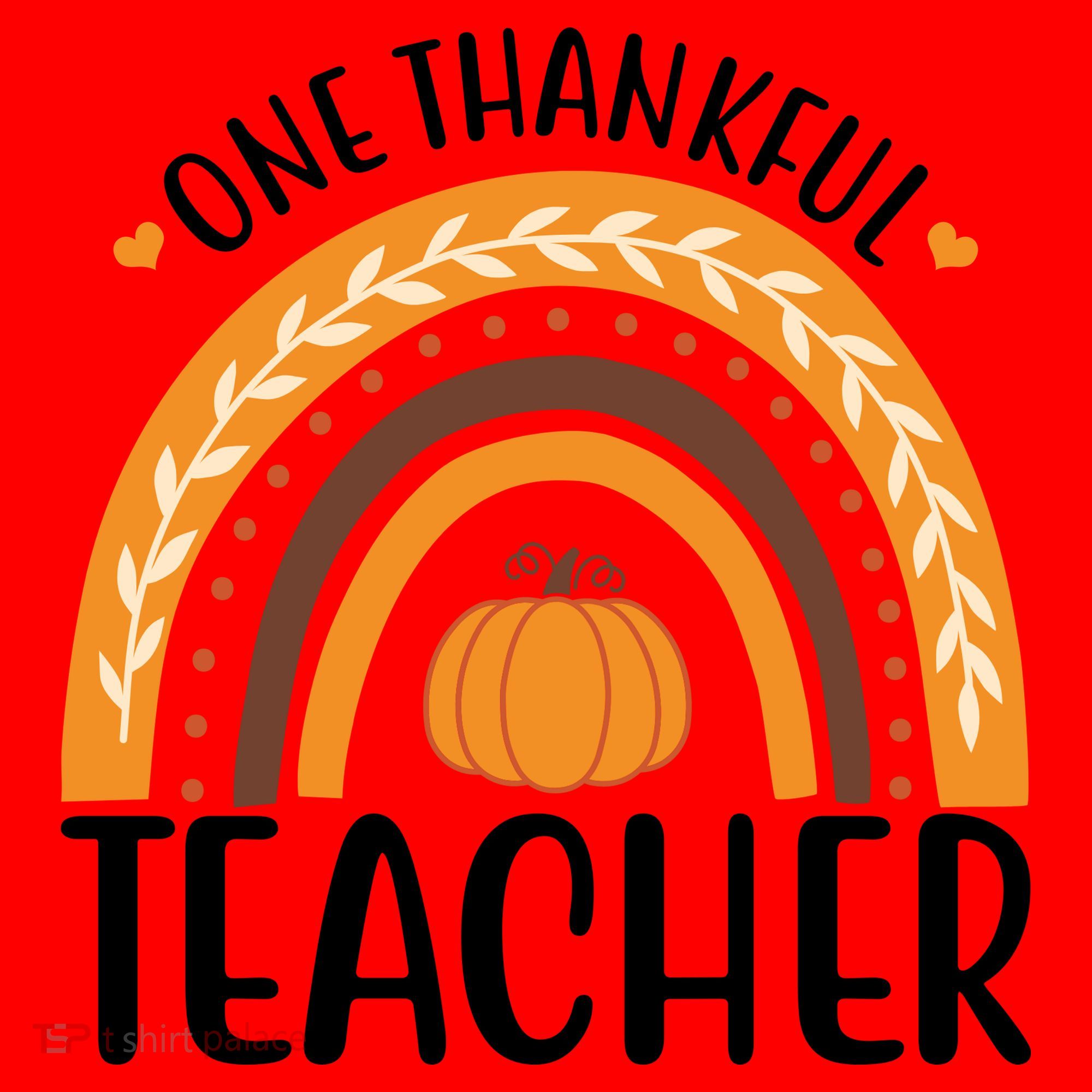 One Thankful Teacher Rainbow Pumpkin Thanksgiving Santa Hat