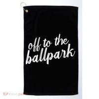 Off To The Ballpark Game Day Vibes Softball Baseball Gift Golf Towel thumb 0