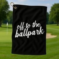 Off To The Ballpark Game Day Vibes Softball Baseball Gift Golf Towel thumb 1