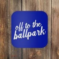 Off To The Ballpark Game Day Vibes Softball Baseball Gift Coaster thumb 0