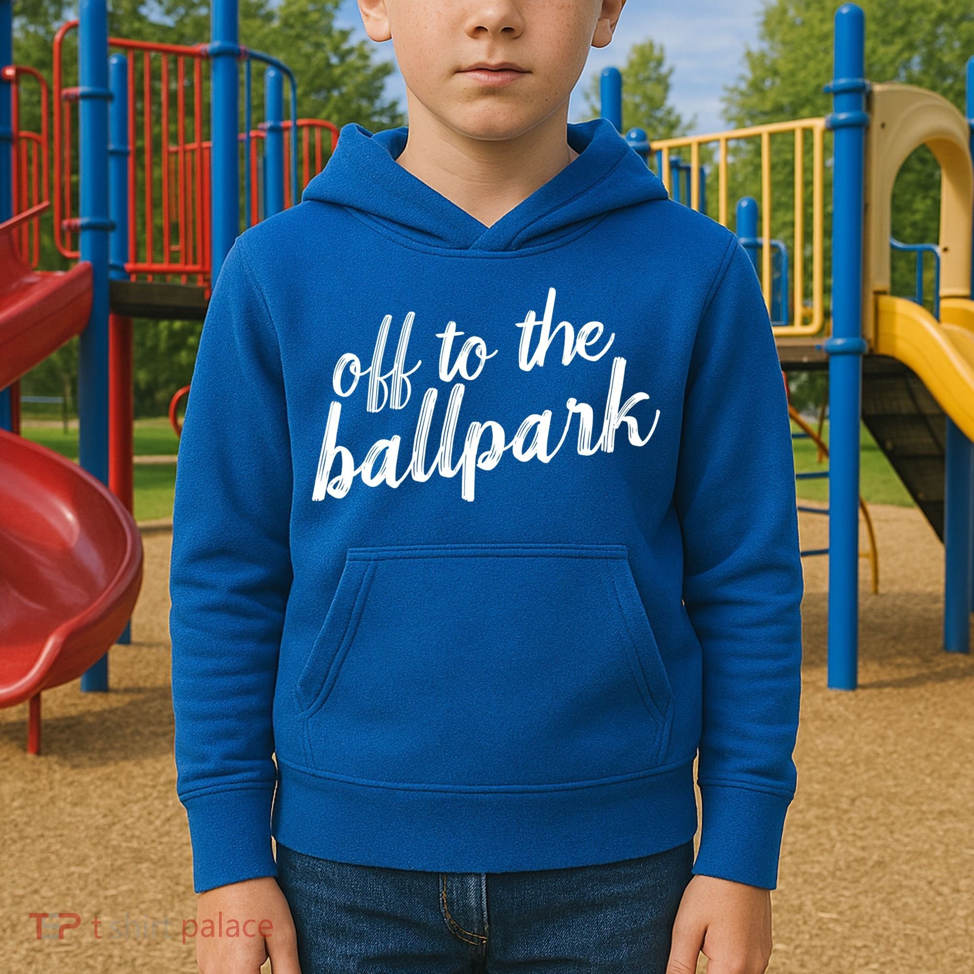 Off To The Ballpark Game Day Vibes Softball Baseball Gift Kids Hoodie