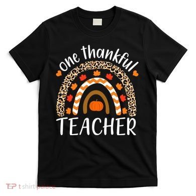 One Thankful Teacher, Autumn Fall Leopard Design T-Shirt