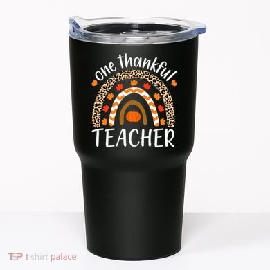 One Thankful Teacher, Autumn Fall Leopard Design Tumbler