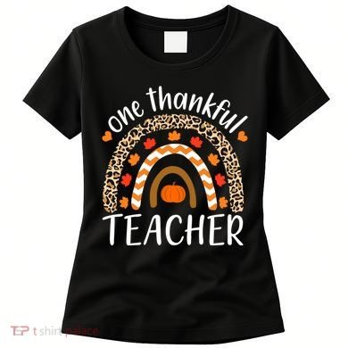 One Thankful Teacher, Autumn Fall Leopard Design Women's T-Shirt