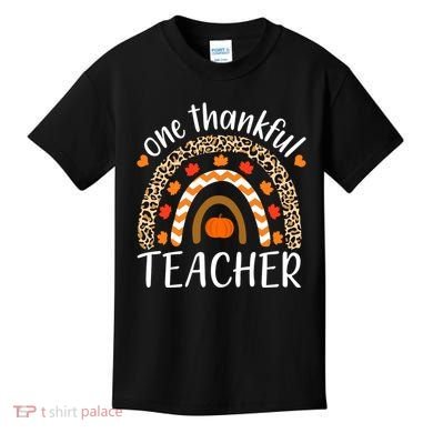 One Thankful Teacher, Autumn Fall Leopard Design Kids T-Shirt