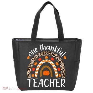 One Thankful Teacher, Autumn Fall Leopard Design Tote Bag