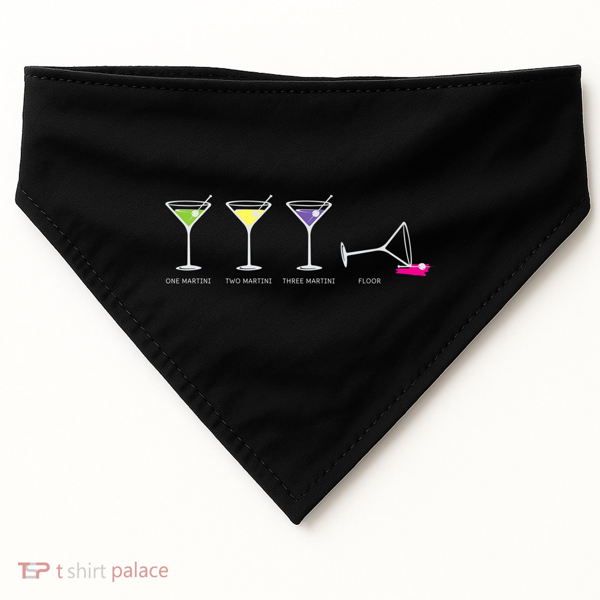 One Two Three Martini Floor For Martini Lovers Cocktail Fans Premium USA-Made Doggie Bandana