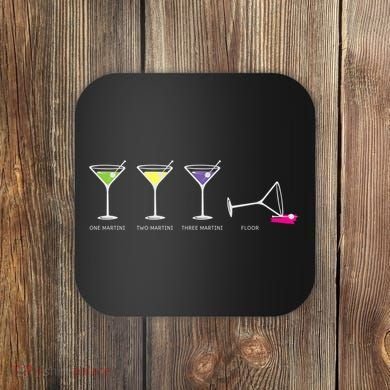 One Two Three Martini Floor For Martini Lovers Cocktail Fans Premium Coaster