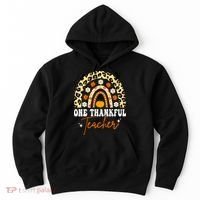 One Thankful Teacher Thanksgiving Fall Autumn Groovy Leopard Hoodie thumb 0