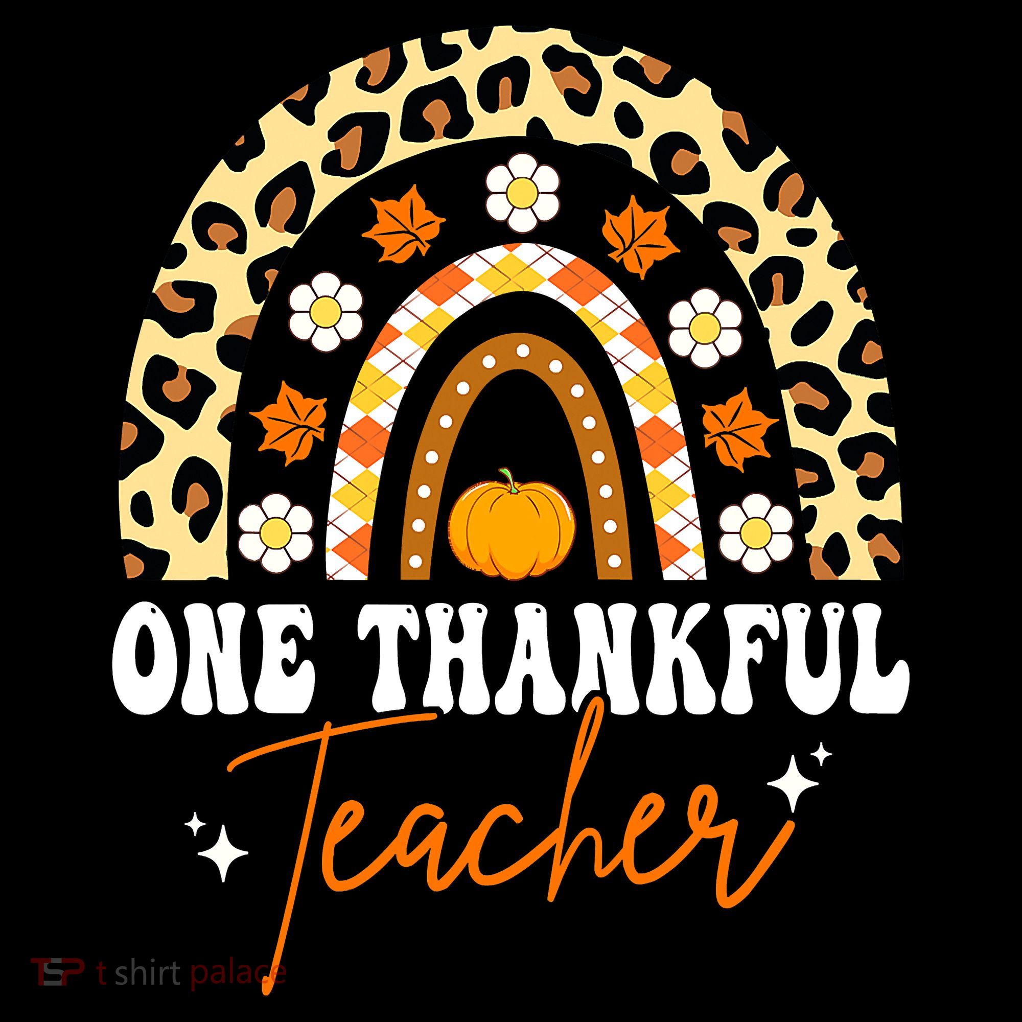 One Thankful Teacher Thanksgiving Fall Autumn Groovy Leopard Women's Hoodie