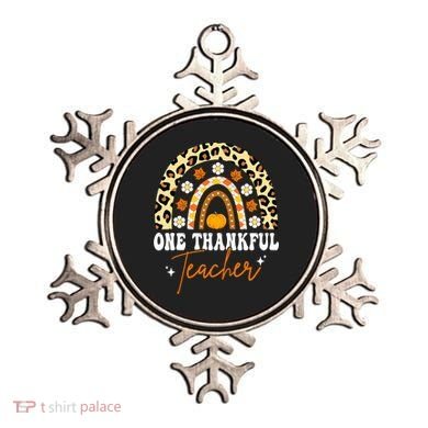 One Thankful Teacher Thanksgiving Fall Autumn Groovy Leopard Ornament