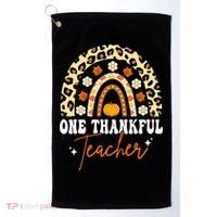 One Thankful Teacher Thanksgiving Fall Autumn Groovy Leopard Golf Towel thumb 0