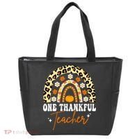 One Thankful Teacher Thanksgiving Fall Autumn Groovy Leopard Tote Bag thumb 0