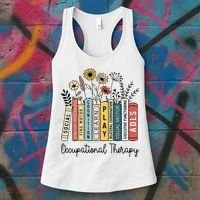 Occupational Therapy Wildflower Book Ot Therapist Assistant Women's Tank Top thumb 3