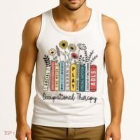 Occupational Therapy Wildflower Book Ot Therapist Assistant Tank Top thumb 3