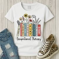Occupational Therapy Wildflower Book Ot Therapist Assistant Women's T-Shirt thumb 3