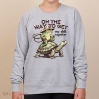 On The Way To Get My Shit Togther Cowboy Frog Turtle Women's Sweatshirt thumb 0