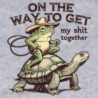 On The Way To Get My Shit Togther Cowboy Frog Turtle Women's Sweatshirt thumb 2