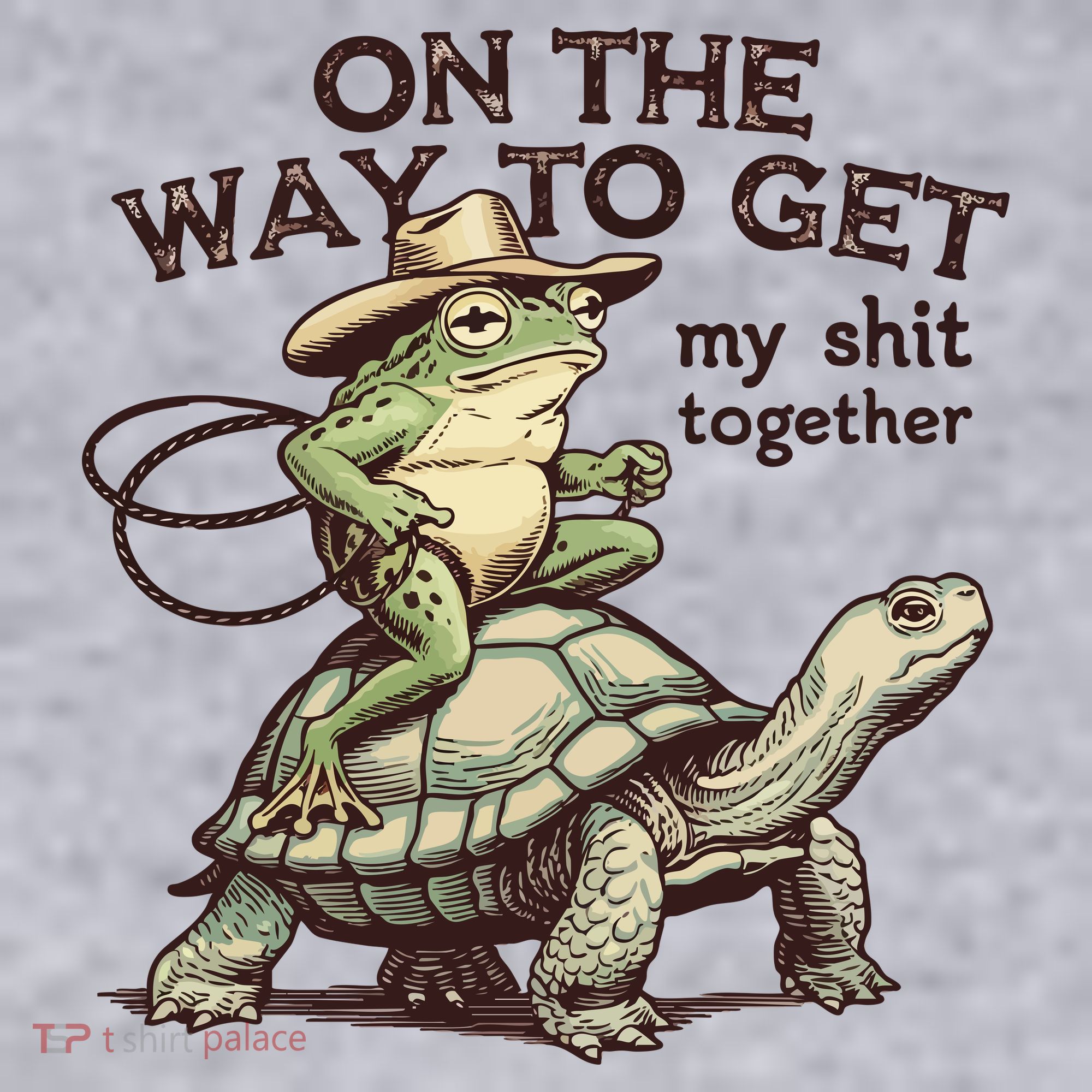 On The Way To Get My Shit Togther Cowboy Frog Turtle Women's Sweatshirt