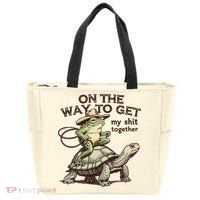 On The Way To Get My Shit Togther Cowboy Frog Turtle Tote Bag thumb 0