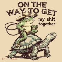On The Way To Get My Shit Togther Cowboy Frog Turtle Tote Bag thumb 4
